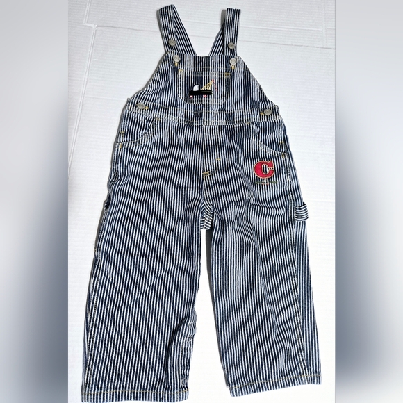 Carters Conductor Style Tow Truck Overalls With Patches - Picture 1 of 11